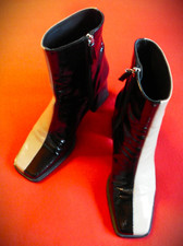 Alohas, Stiefelette, Gr. 39, Schwarz, Beige, Blockabsatz, Lack-Leder, Bicolor