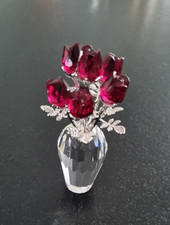 Original Swarovski Figur Blumenstrauß rote Rosen mit Vase mit Stempel Rarität
