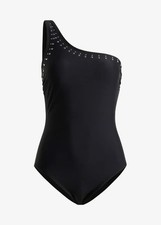 Neu One-Shoulder Badeanzug Gr. 38 Schwarz Damen-Schwimmanzug Bade-Anzug