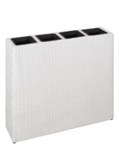 vidaXL Hochbeet 4 Töpfe Poly Rattan Weiß Blumentopf Blumenkübel Pflanzkübel