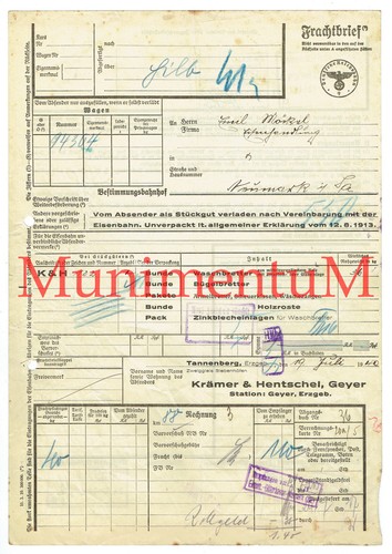 Frachtbrief 1940 krämer - frachtbrief,