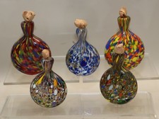 5 x Snuffbottle Murano Glas mit bunten Einschmelzungen farbenfroh - S13