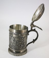Zinnkrug deckelkrug jagdmotiv - zinnkrug,