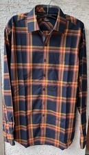 Walbusch Herrenhemd Extraglatt Freizeit kariert 39/40 regular fit Langarm Baumw.