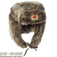 RUSSISCHE WINTERMÜTZE SHAPKA MIT ABZEICHEN PELZMÜTZE MÜTZE GEFÜTTERT FELLMÜTZE