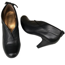 Fabiani Pumps Gr. 39 Schwarz Leder "Schal-Kragen" Stiefel-Schuh Ankle-Pumps