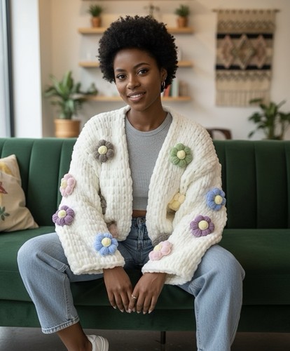 Handgestrickte strickjacke - handgestrickte,