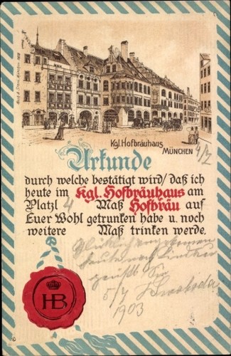 Litho münchen hofbräuhaus - litho,