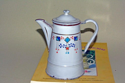 Alte antike emaille kaffekanne - emaille,