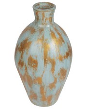 Dekorative Vase aus Terrakotta gealtert blau und gold Dikaja
