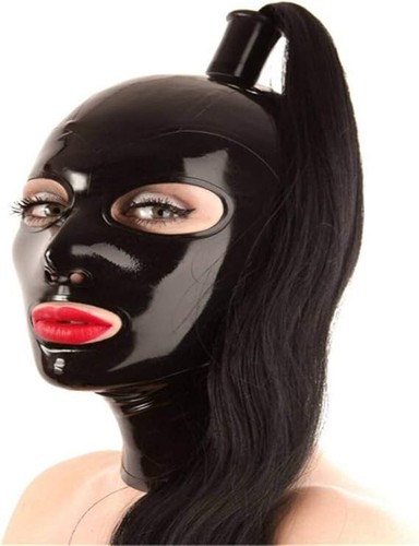 Latexmaske mit haaröffnung - latexmaske,