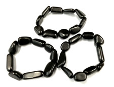 Schungit & Shungt Armband ca. 18 cm. Trommelsteine., 2Gummizug / poliert