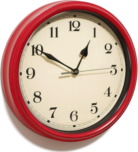 Wanduhr 28cm retro rot - 28cm,