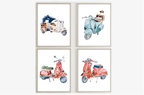 Vespa roller drucke vintage - vespa,