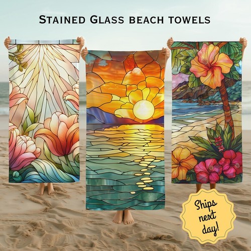 Stained glass tropical design - glass,