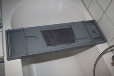 Badewannenablage Badewannenbrett Badewannentablett ausziehbar Holz Bambus grau