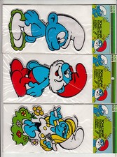3 Schlumpf Knibbelbilder zusammen MAXI smurf puffy stickers Mundi Paper MiB OVP