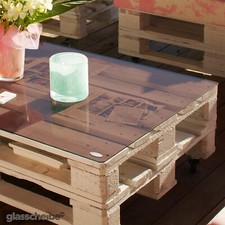 Europalette Tischplatte Glasscheibe BRAUN Palettenmöbel Glasplatte GlastischGlas