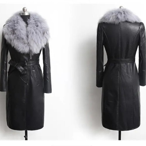 Faux pelz leder trenchcoat - pu,