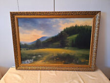 Schönes Ölgemälde Landschaft Wasser Wald Berge