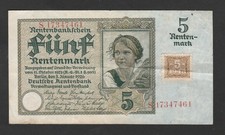 5 Rentenmark  Bauernmädchen Kuponschein 1948 Russische Besatzung