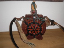 Hirtenflasche Ungarn 29 cm Fellflasche Trinkflasche handgefertigt Vintage 70er