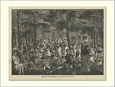 SPIELPLATZ TIERGARTEN BERLIN KINDER WALD Holzstich L637