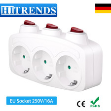 3-Fach Steckdosenleiste EU mit Schalter Mehrfachsteckdose Adapter Weiß DE