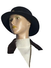 Melone Pillbox Hut schwarz Wolle Filz L+L Firenze vintage art deco Luxus  55 cm