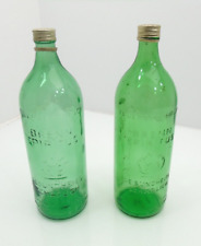 2 Stück  Flasche DDR alte Glas Brenn Spiritus Feuergefährlich VEB Grün, F3.4