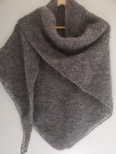 Handgestricker Alpaka Anthrazit Dunkel Grau Dreieckstuch Plaid Schultertuch 