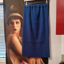 Strick Rock Vintage Plisse 42 44 XL Royalblau  Schlauch Wolle Mischung