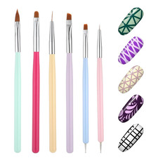 Nagel Pinsel 6st Nail Art Brush Malerei Werkzeuge French Fein Dünn Rund Gel Poli