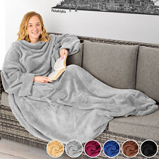 Kuscheldecke Ärmeldecke TV anziehbare Wohndecke Handytasche flauschig waschbar