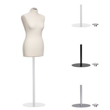 Schneiderpuppe Schneiderbüste Damen, Überzug creme, Metallteller und Chromkappe