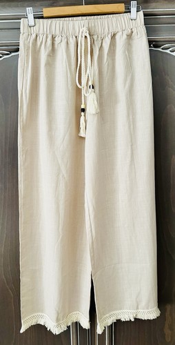 Leinen wide leg hose mit - leinen,