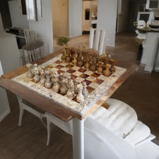 Brandneues handgefertigtes Marmor/Onyx Schachbrett Set - Vatertagsgeschenk 38 cm