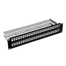 ProfiPatch 19" Patchpanel Verteilerfeld 48-Port 2HE Keystone Jack Modul schwarz