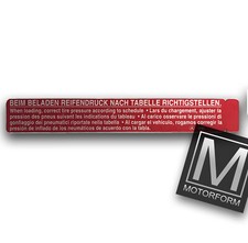 orig. Mercedes Aufkleber Reifendruck W107 W123 W124 W126 W201 W140 W108 W115