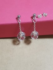 Damen OHRRINGE Stecker mit Kristall Bergkristall D12 mm, 925 Silb. Transparent