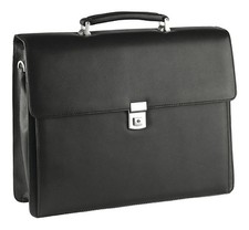 Lehrertasche Aktentasche Leder Felex schwarz 40x32x11cm hochwertige Verarbeitung