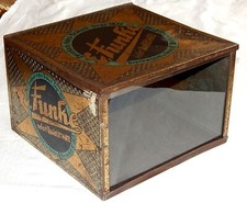 Antike Blech- Werbevitrine / Verkaufsvitrine FUNKE Zwieback Kekse Breckenfeld