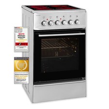 Exquisit ECM 8-4.1 BZ Inox Elektro-Standherd | Glaskeramik | Unterhitze, Grill 