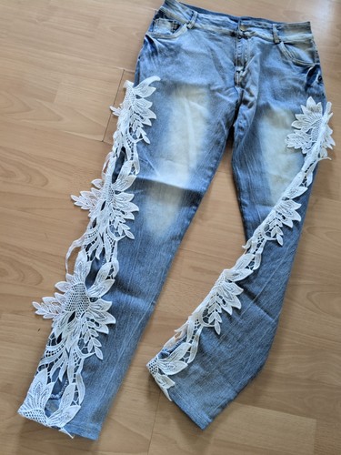Damen jeans mit spitze - damen,