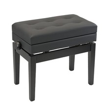 Klavierbank mit Notenfach, stabil, schwarz matt, Polster Kunstleder, Pianobank