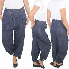 Damen Aladin Haremshose Boyfriend Baggy Harem Pluder Jeans Hose Pumphose Chino