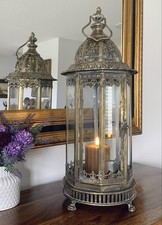Jugendstil Laterne Windlicht Glas Metall Landhaus Laterne 53 cm Antik Stil Deko