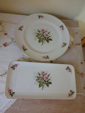 2 er Set Seltmann Weiden Bavaria W. Germany rosa Rosen Goldrand Platte + Teller