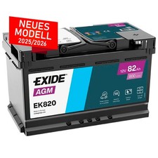 Exide EK820 AGM Batterie 82Ah 12V 800A Start Stopp Autobatterie statt 80Ah EK800