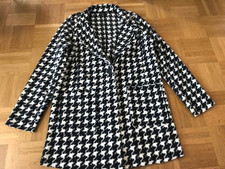 “ Laura Torelli " Damen Herbst Jacke Mantel Weiß Schwarz Hahnentritt Muster Gr.S